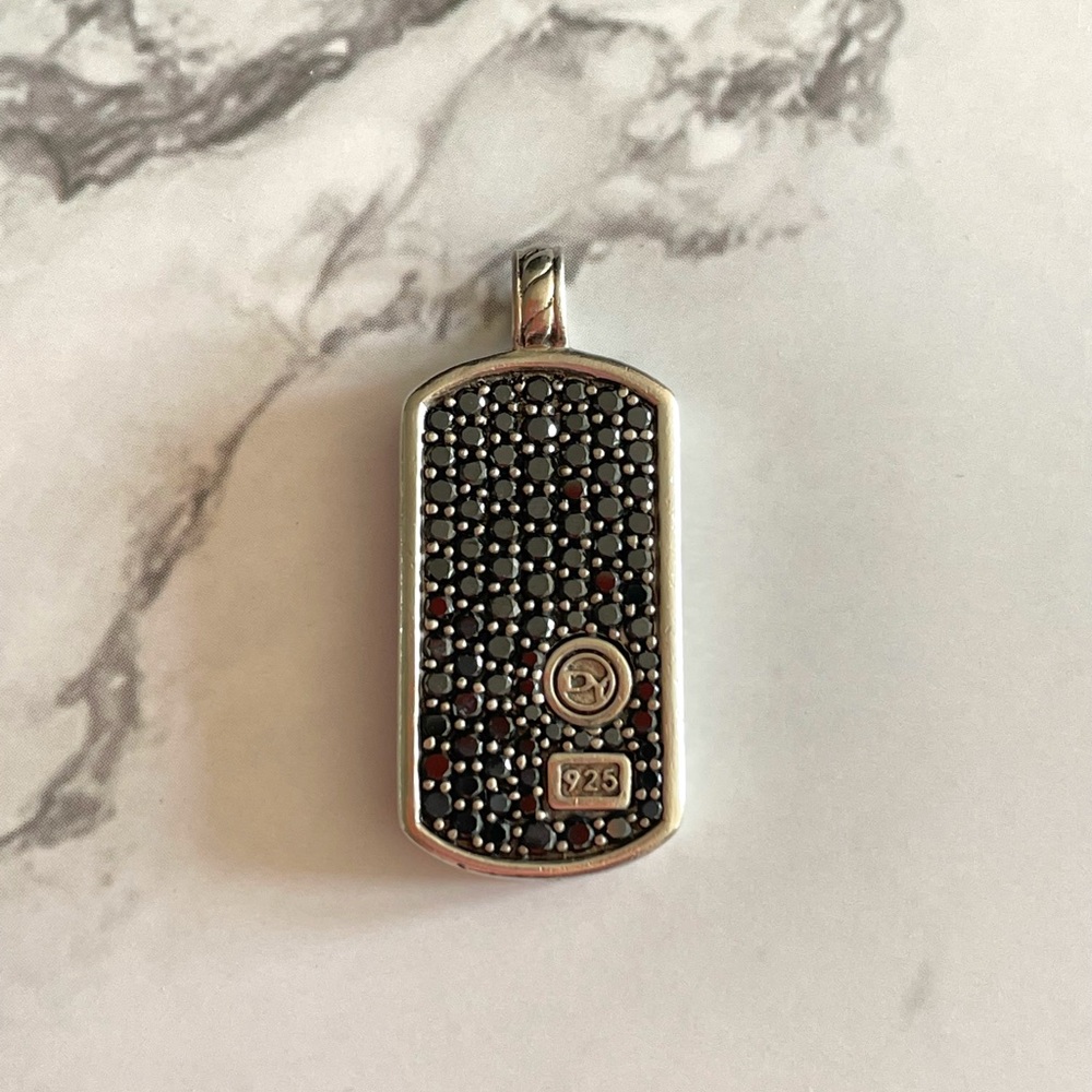 David Yurman Mini Black Diamond Tag Pendant